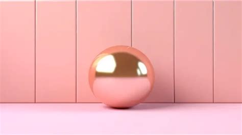 Golden Sphere Against Pink Wall Background 3d Sphere Sphere 3d