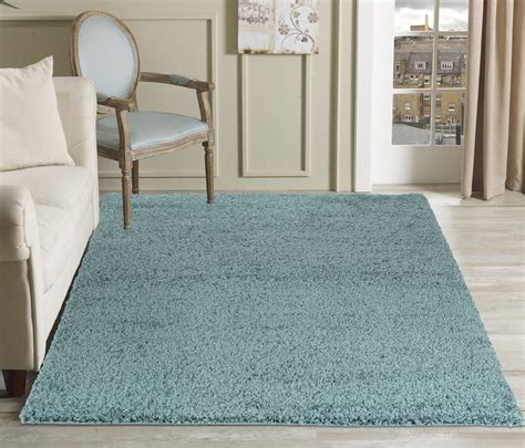 Modern Duck Egg Blue Soft Small Large Living Room Area Plain Fluffy Shaggy Rug Ebay