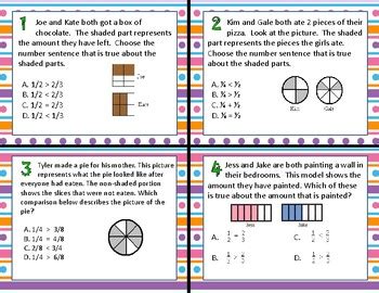 Teks D Comparing Fractions Task Cards By Cownting In Fourth Tpt