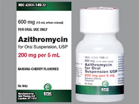 Rx Item Azithromycin 200m 5ml 15 Ml Sus By Epic Pharma Usa Gen Zithromax