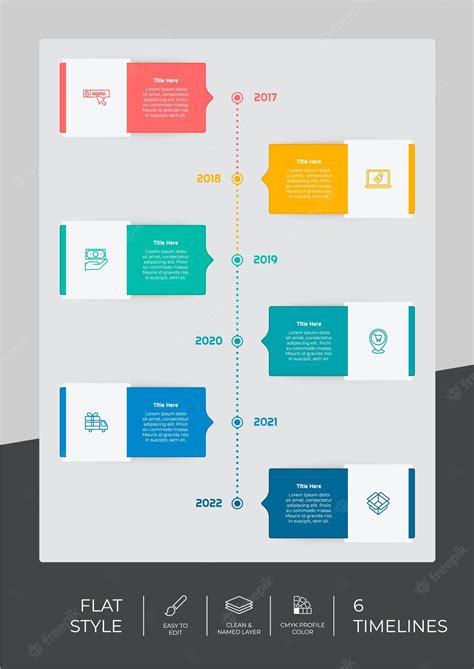 Diseño De Vector De Infografía De Línea De Tiempo De Negocio Plano Con Concepto Colorido Para