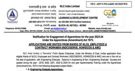 NLC Recruitment 2023 Apply Online For 340 Apprentice Workmen Piosts