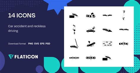 Car Accident And Reckless Driving Icon Pack 14 Svg Icons