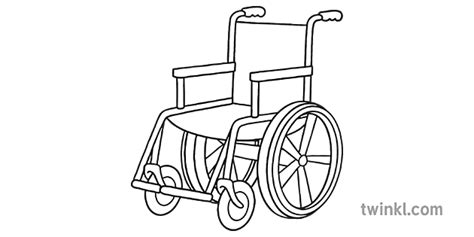 Wheelchair Template 01 Manual 3 4 View Black And White Rgb Illustration