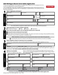 Michigan Michigan Absent Voter Ballot Application Fill Out Sign