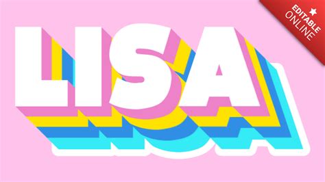 Lisa Pink Yellow Green Vintage 3d Text Effect Generator