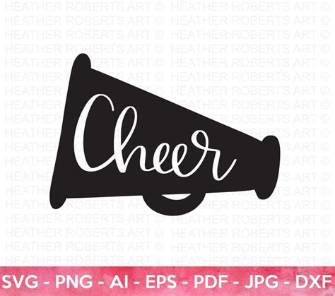 Cheer Megaphone With The Word Cheer On It In Cursive Font Next To A