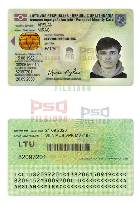 Lithuania Litva ID Card Psd Template Fully Editable Psdfile Xyz