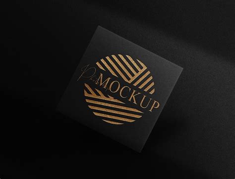 Premium PSD Luxury Gold Embossed Logo Floating Card Mockup