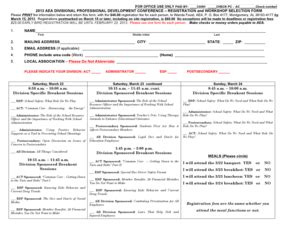 Fillable Online Myaea DC Registration Workshop Selection Form 2013