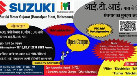 Suzuki Motor Campus Placement 2024 Anil Sir ITI