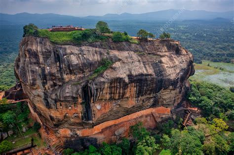 Aerial view of rock fortress, Dambulla, Sri Lanka - Stock Image - F039 ...