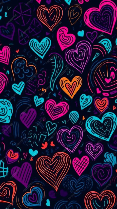 Un Fondo Negro Con Corazones De Colores Y Las Palabras Amor Foto Premium