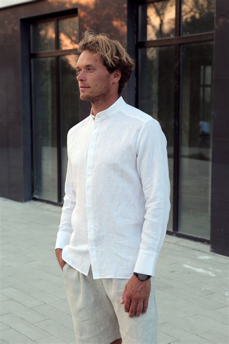 Mens White Linen Shirts For Beach Wedding Jolanda Abel