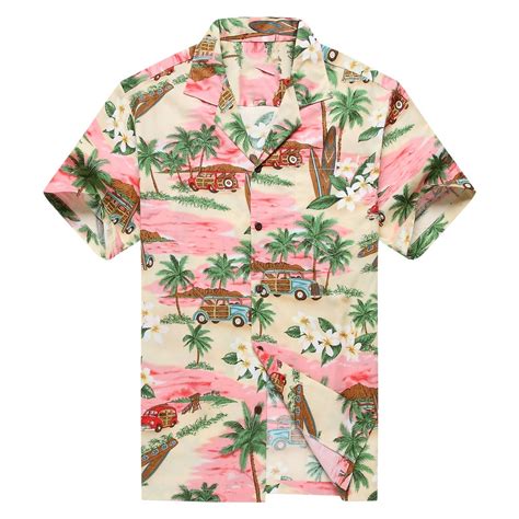 Made In Hawaii Men Hawaiian Aloha Shirt Luau Cruise Party Plumeria Palm