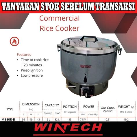 Jual Getra MB80R B MB80RB MB80R B Commercial Gas Rice Cooker Pemasak