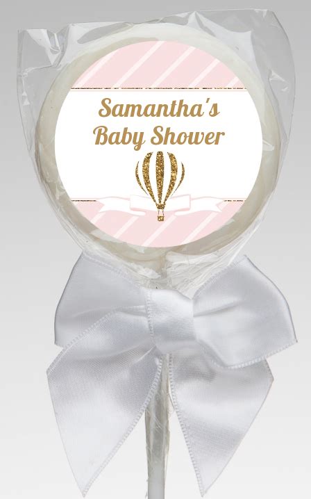 Hot Air Balloon Gold Glitter Baby Shower Lollipop Favors Hot Air Balloon Gold Glitter Lollipop