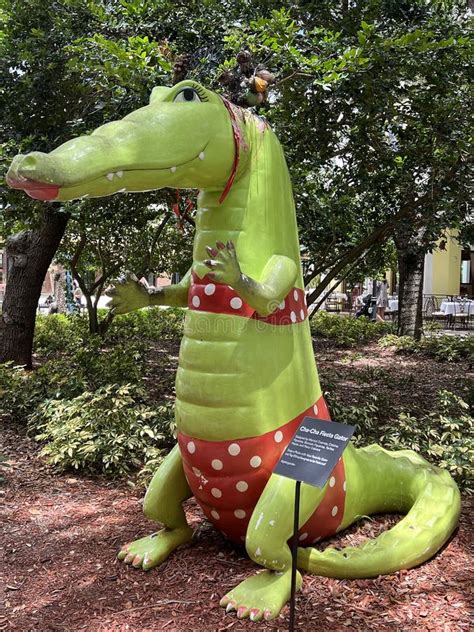 Art Installation Of Whimsical Seven Foot Tall Alligator Sculptures