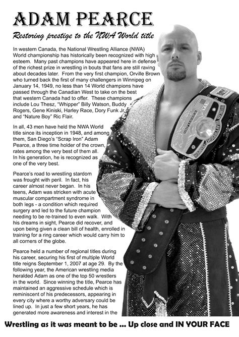 NWA Worlds Heavyweight Champion Adam Pearce featured in CNWA Magazine ...