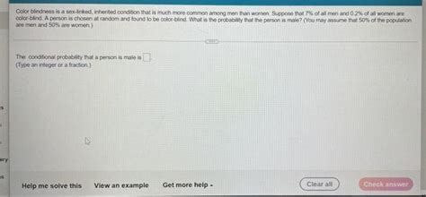 Solved Color Blindness Is A Sex Linked Inherited Condition Chegg