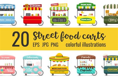 20 Fast Food Street Carts By Katerina Ivanova TheHungryJPEG