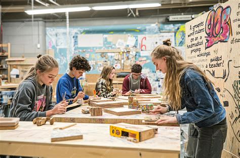 students collaborating  projects   educational workshop premium