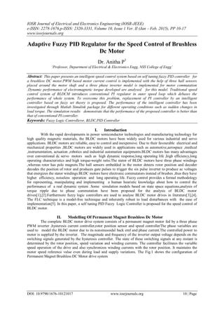 Adaptive Fuzzy Pid Regulator For The Speed Control Of Brushless Dc