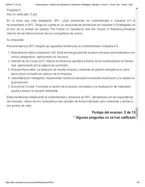 Autoevaluación Gestión de Operaciones y Alineación Estratégica