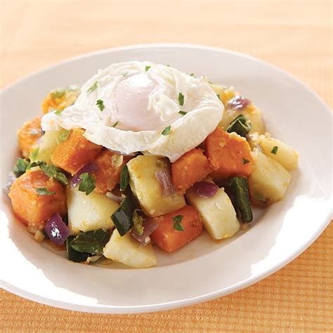 Root Vegetable Hash With Poached Egg