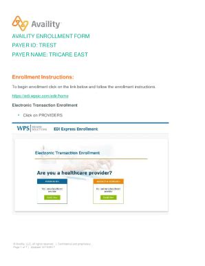 Fillable Online Availity Enrollment Form Payer Id Trest Payer Name