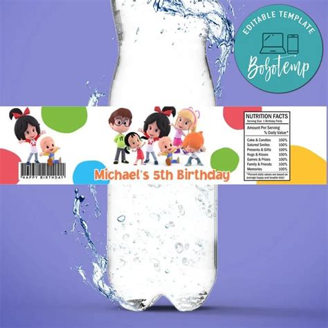 Cleo And Cuquin Birthday Water Bottle Label Template Createpartylabels