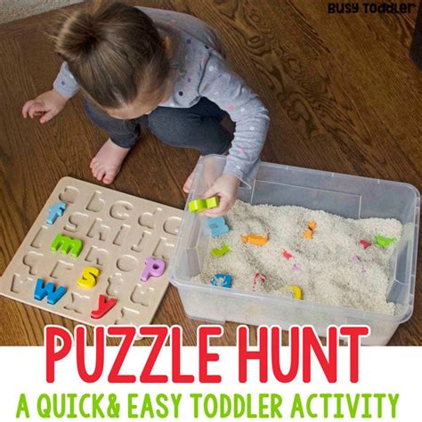 Puzzle Hunt Sensory Bin - Busy Toddler