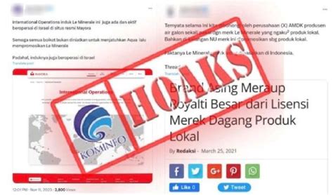 Produk Le Minerale Dituding Terafiliasi Israel Kemkominfo Itu Hoaks