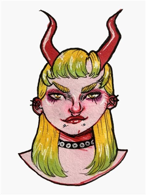 Demon Girl Sticker For Sale By Yurtletheturtle Redbubble