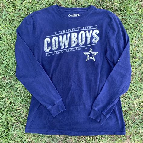 🏈 OFFICIAL NFL DALLAS COWBOYS NAVY BLUE LONG SLEEVED... - Depop