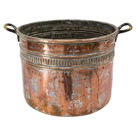 French Copper Jardiniere Or Planter With Lion Handles Th Century For