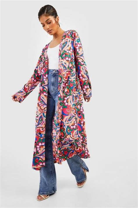 Tops Abstract Paisley Print Kimono Boohoo