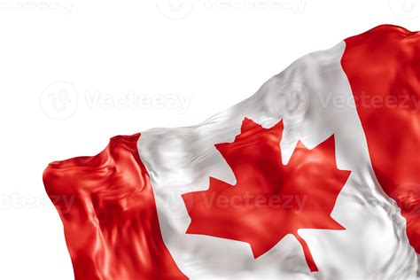 Realistic flag of Canada with folds, on transparent background. Footer ...