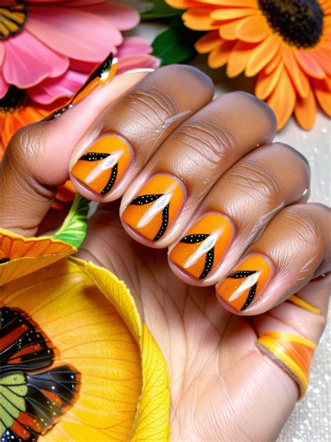 Vibrant Monarch Butterfly Wing Nail Art Pincel