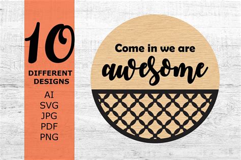 Funny Door Hanger Svg Bundle Silhouette Round Wood Sign Etsy