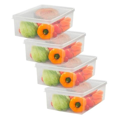 Kit 4 Caixa Organizadora Grande Para Frutas Verduras Tampa