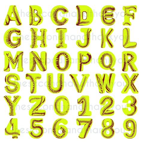 Softball Svg Letters Numbers 3d Svg Alphabet Softball Png Digital