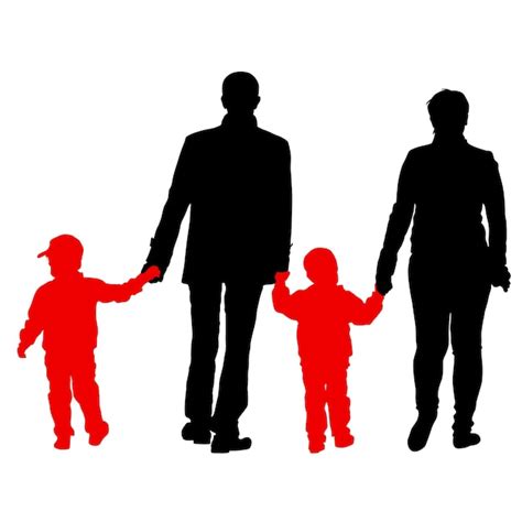 Schwarze Silhouetten Familie auf weißem Hintergrund Vektor Illustration