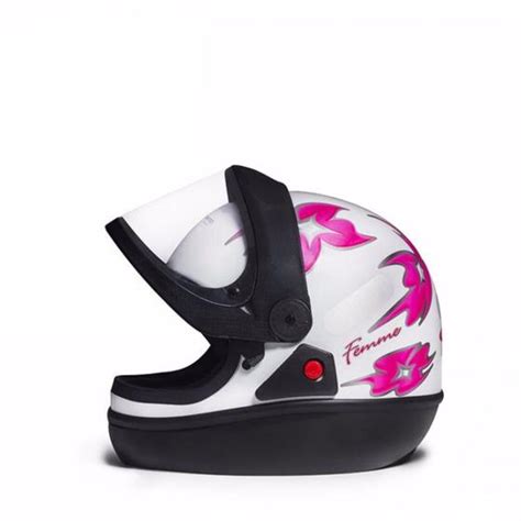 Capacete San Marino Feminino Branco e Rosa Mais Viseira Fumê Taurus