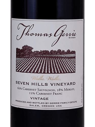 Thomas Gerrie Wines Seven Hills Vineyard Red Blend Vivino Brasil