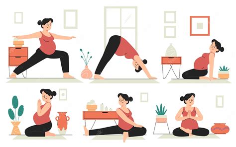 Free Vector Hand Drawn Pregnancy Yoga Set