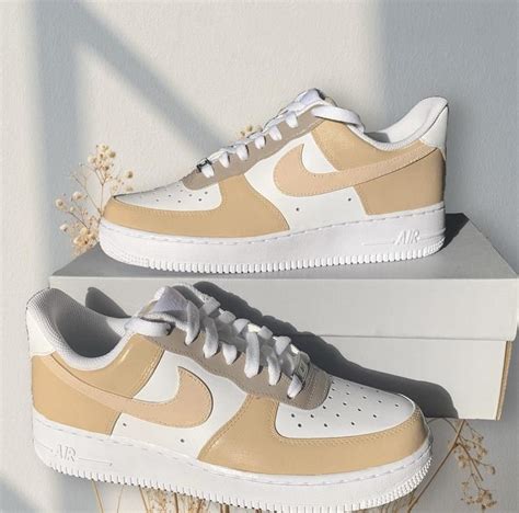 Custom Air Force 1 Colorblock Beige Neutral Custom Sneakers Etsy