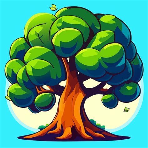 Dibujos animados aislados de árbol grande Vector Premium