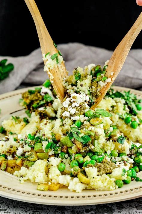 Vegan Pesto Couscous Salad The Cheeky Chickpea