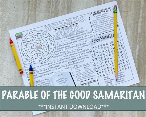 Parable of the Good Samaritan Activity Sheet, Worship Notes for Kids, Worship Activities for ...